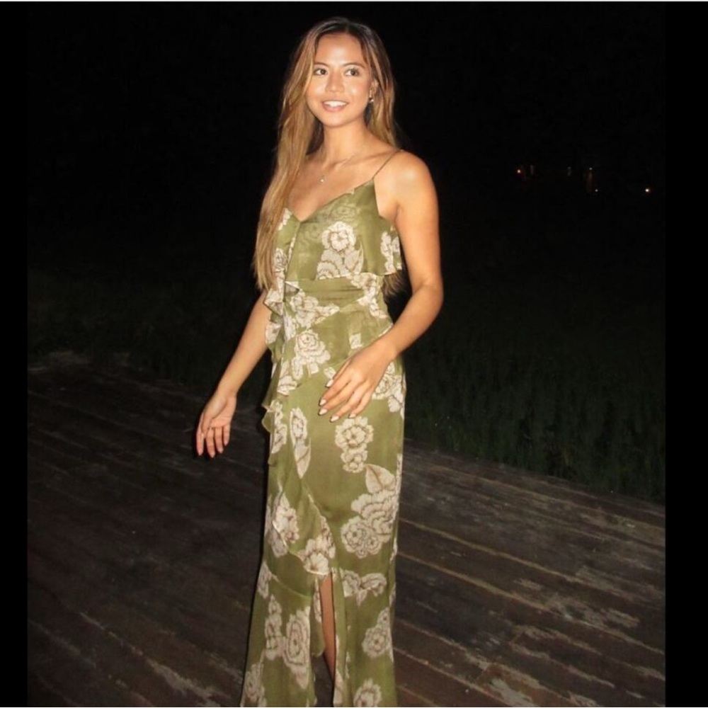Zara Green Asymmetrical Sundress Spaghetti Strap